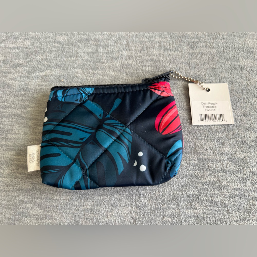 Cinda b Tropicalia Coin Pouch Zip Top Navy Blue Tropical Hawaiian Print New